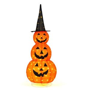 Decorazioni di Halloween a forma di zucca pieghevole da 1,5 m con 100 luci LED, decorazioni di Halloween premium per interni ed esterni - Product Image 1