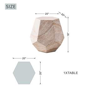 Table d'appoint beige aspect marbre, utilisation intérieure et extérieure, fabriquée en oxyde de magnésium - Product Image 4