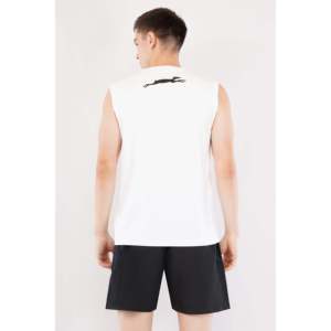 STAG Iconic Chaleco blanco sin mangas para hombre, top deportivo para deportes al aire libre de verano que absorbe la humedad - Product Image 5