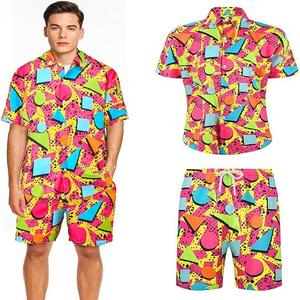 Ensemble de maillots de bain fitness imprimés à séchage rapide pour hommes, chemises courtes à manches courtes avec taille élastique, collections de vêtements d'extérieur - Product Image 1