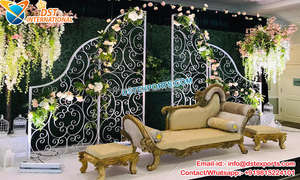 Arches de scène de mariage élégantes à thème extérieur Réception élégante et créative Scène de nuit Conceptions exclusives Écrans sur support en métal - Product Image 5