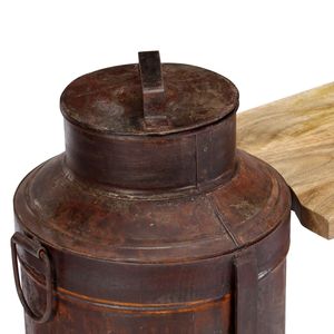 Banc en bois de manguier massif et fer recyclé, design bouteille de lait brun naturel, pour mobilier de salle à manger - Product Image 4