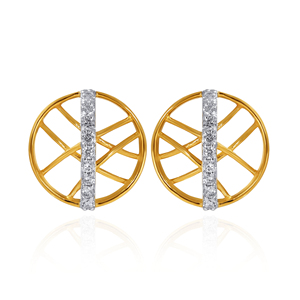 Pendientes Elegantes Timeless Spark Studs de Oro Amarillo de 14K con Diseño Abstracto de Círculo y Diamante Redondo Brillante Cultivado en Laboratorio - Product Image 1