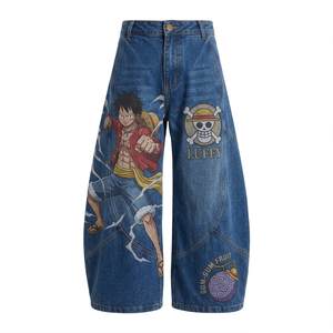 Pantalones Casuales de Mezclilla Lavada Recta de Algodón Transpirable de Cintura Media Personalizados con Bolsillos Delanteros Retro y Pierna Ancha Negros - Product Image 6