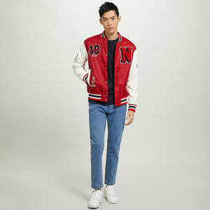 เสื้อแจ็คเก็ตวาร์ซิตี้สไตล์สตรีท Touchdown Sport USA สำหรับผู้ชาย ปักลายเชนิลล์ คอตั้ง เสื้อแจ็คเก็ตตัวนอกแบบวาร์ซิตี้ Letterman - Product Image 3