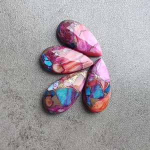 Cabochon de nacre rose véritable calibré en forme de poire |   Pierre naturelle non taillée pour bijoux - Product Image 2