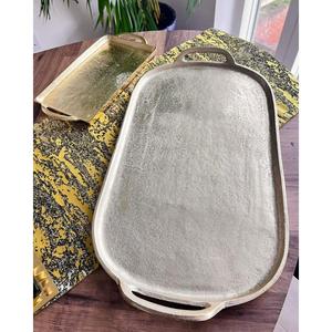 Grands plateaux de service en aluminium pour restaurants et hôtels, décorations de table pour événements, plateaux décoratifs, plateau et plat argentés - Product Image 1