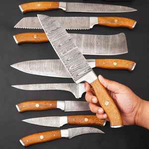 Juego de Cuchillos de Chef de Acero de Damasco de Alta Calidad, 9 Piezas, Hechos a Mano, con Mango de Madera, para Uso en la Cocina, Venta Directa de Fábrica - Product Image 1