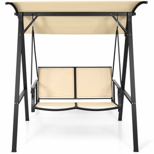 Columpio de Patio Ajustable para 2 Personas con Toldo y Resorte Resistente a la Intemperie - Product Image 1