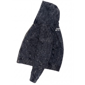 Sweat à capuche zippé pour homme, style vintage délavé à l'acide, coupe oversize, design à empiècements coupés et cousus, streetwear, en molleton épais - Product Image 4