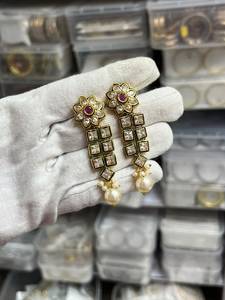 Heavy Indian <b>Bridal</b> Long Necklace <b>Set</b> Wholesale Kundan Polki Statement Wedding <b>Jewelry</b> Gold Plated for Women - Product Image 6