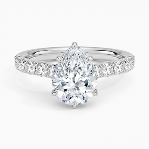 Bague SOJ 016 en argent 925, coupe poire, Anthology, demi-sertie de diamants, 2 carats, couleur D, VVS1, Moissanite certifiée GRA, prix bas - Product Image 1