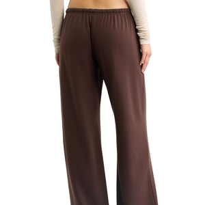 <b>Women</b> Brown Wide Leg Fleece Sweatpants Elastic Waist Drawstring Loose Fit Casual Straight Leg Jogger <b>Trousers</b> - Product Image 2
