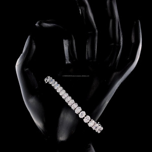 Pulsera de tenis con diamantes de moissanita de corte ovalado, plata de ley 925, chapada en rodio, estilo hip hop, unisex, regalos de aniversario - Product Image 3