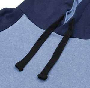 Ensemble de survêtement pour homme avec sweat à capuche et pantalon de jogging, bleu clair avec manches marine, longueur intégrale, tenue décontractée pour l'automne - Product Image 3
