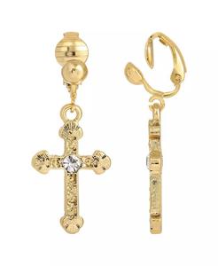 Orecchini a Clip incrociata con accento di cristallo | 2028 - Product Image 1