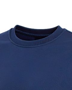 <b>Women's</b> Navy Blue Crew Neck <b>Sweatshirt</b> Regular Fit Full Sleeve 100% Polyester Woven Solid Color Autumn Winter Wear Front Logo - Product Image 3