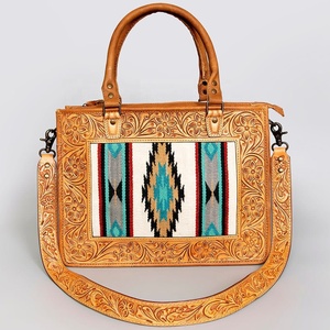 Authentic Bohemian Western Style Cowgirl <b>Crossbody</b> <b>Purse</b> New Floral Hand Carving Tooling Saddle Blanket Genuine Leather Flower - Product Image 1