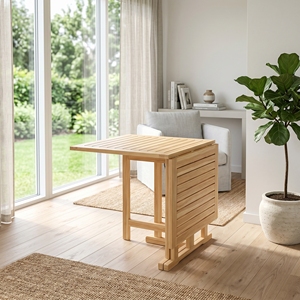 new modern minimalist teak wood drop leaf <b>folding</b> table indoor outdoor patio space saving <b>desk</b> living room furniture collections - Product Image 3