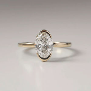 Anillos de Boda de Oro Sólido de 10K/14K/18K con Diamantes Cultivados en Laboratorio, Diseño Personalizado, Corte Ovalado, Joyería Fina, Anillo de Compromiso de Oro con Diamantes de Laboratorio - Product Image 1