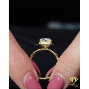 Oval Cut Moissanite Engagement <b>Ring</b> 925 Sterling <b>Silver</b> Gold Plated <b>Solitaire</b> Bridal Wedding Jewelry For Women Elegant Gift - Product Image 2