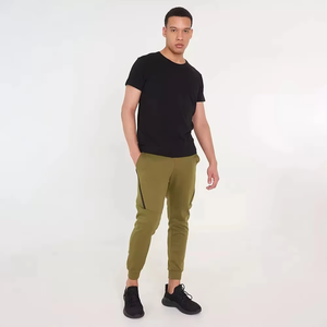 Pantalon décontracté pour homme de qualité supérieure, taille élastique, coupe ample, jambe droite, pantalon de jogging uni en polyester/coton - Product Image 1