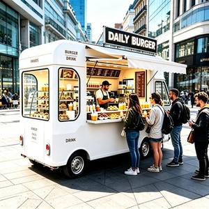 Chariot mobile sur mesure avec friteuse à mini-corn-dogs et sauce au miel et au <span class=keywords><strong>moutarde</strong></span> pour parcs d'attractions - Product Image 4