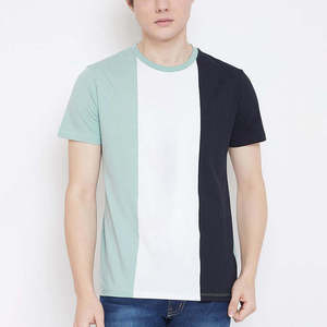 <b>Mens</b> Navy Blue Striped Hem Crew Neck T-<b>Shirt</b> Short Sleeve Cotton Casual Summer Basic Top Custom Logo OEM ODM Wholesale Apparel - Product Image 5