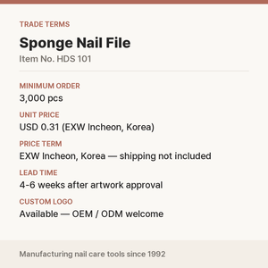 ตะไบเล็บฟองน้ำเกาหลี 100/150 กริต แบบตรง รับผลิตตามแบบ OEM พร้อมโลโก้ สำหรับร้านทำเล็บ ขายส่ง - Product Image 5