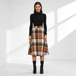 Hot sale on Temu Women's Retro <b>Plaid</b> A-line Midi <b>Skirt</b> High Waist Casual Swing <b>Skirt</b> Elegant Daily Wear Flowy <b>Skirt</b> for Office - Product Image 1