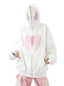 Sudadera con Capucha Extra Grande Personalizada, 100% Algodón, con Cierre Completo, Diseño de Máscara de Araña, Sudadera Unisex para Hombre, Estilo Hip Hop, Gruesa, con Cierre Completo - Product Image 6