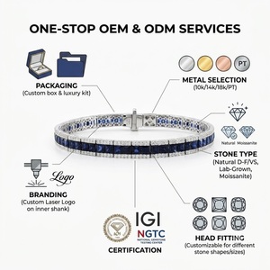 King O King Real 18K Solid White Gold Blue Sapphire Diamond <b>Bangle</b> Channel <b>Set</b> Pave Princess Cut Trendy Jewelry MOQ 1 - Product Image 5
