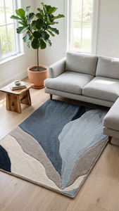 Tapis Jacquard Modernes Abstraits en Laine Tuftée à la Main à Poil Long – Écologiques, Adaptés aux Animaux, Extra Épais pour Salon - Product Image 2