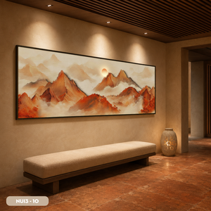 OEM - ODM Peinture murale en soie paysage montagneux forestier, Œuvre d'art traditionnelle faite à la main, Modèle NUI3-10, Origine Vietnam - Product Image 4