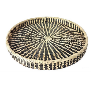 Natural <b>Woven</b> Rattan Tray Wood Base Serving Board for Healthy Breakfast Display Eco Friendly Storage Product - Product Image 2