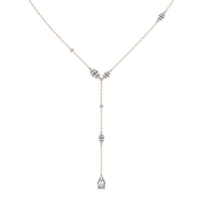 Collier pendentif élégant et tendance en or massif 18 carats avec chaîne lariat et diamant de laboratoire, pour femmes et jeunes filles - Product Image 3