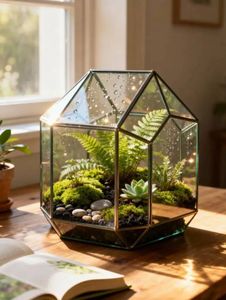 Terrario de Metal y Vidrio Personalizado en Forma de Cabaña, Macetero Moderno de Vidrio para Plantas de Interior, Suculentas, Plantas Aéreas y Terrarios DIY - Product Image 2
