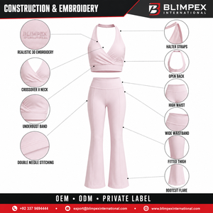 ชุดวอร์มผู้หญิง Blimpex Custom Twist Luxury Solid Summer Hip Hop Activewear แบบ 2 ชิ้น ผ้าสแปนเด็กซ์/ไนลอน ยืดได้ 4 ทิศทาง น้ำหนักเบา - Product Image 4