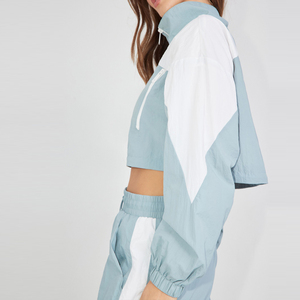 Embroidery Washed <b>Cropped</b> Sport Street Wear Custom Logo <b>Zip</b> <b>up</b> Two 2 Piece Sweatpants and Hoodie Set Joggers Tracksuits Womens - Product Image 3