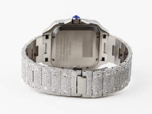 Reloj Plateado con Incrustaciones de Diamantes, Cuadrado, con Números Romanos, Totalmente Cubierto de Diamantes, Automático, Estilo Hip Hop, para Hombre, Joyería de Lujo Premium - Product Image 6