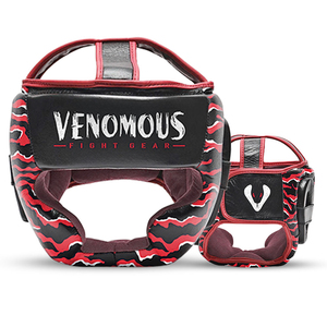 Protector de Cabeza de Boxeo Venomous, Diseño de Tigre Rojo y Negro, Cuero, Equipo de Protección para Adultos Unisex, Protección Facial Completa - Product Image 5
