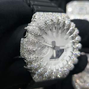 Boîtier de montre en caoutchouc avec design unique, personnalisé, en argent 925, quartz numérique, moissanite VVS D, couronne épingle pour <span class=keywords><strong>GA</strong></span>-<span class=keywords><strong>2100</strong></span>/<span class=keywords><strong>GA</strong></span>-2110/GAB2100 - Product Image 4