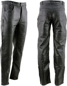 Pantalon de moto en cuir noir de qualité supérieure pour homme Samroz Sports avec fermeture éclair latérale et boutons-pression, design personnalisable, toutes saisons - Product Image 1