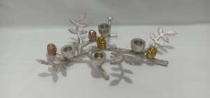 Portavelas rústico de aluminio, decoración de mesa personalizada, iluminación para Navidad y fiestas a precio económico. - Product Image 2