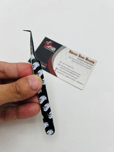 Pinzas de Extensión de Pestañas de Acero Inoxidable con Punta Puntiaguda de 90 Grados, Diseño Personalizado, con Punta de Fibra, Probadas a Mano, con Logotipo Personalizado - Product Image 2