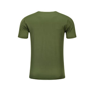 T-shirt de sport vert pour homme, col rond, manches courtes, 100 % coton tricoté, séchage rapide, respirant, pour la gym, l'entraînement et la performance - Product Image 3