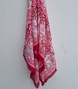 Wholesale Hand Block Print Lightweight Breathable Long Cotton <b>Sarong</b> Pareo Floral Beach Wrap for Women Boho Cover 100% Cotton up - Product Image 4