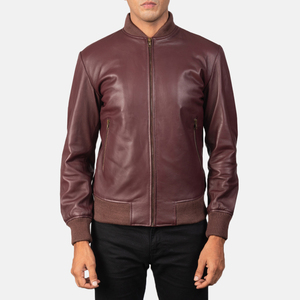 Clush Custom Made Men's <b>Winter</b> <b>Leather</b> <b>Jacket</b> with Stand Collar Streetwear Style Multiple Logo Positions - Product Image 3