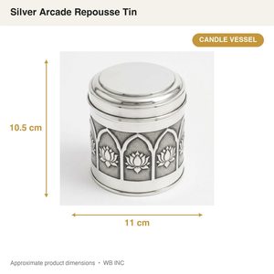 Portavelas de Latón Hecho a Mano de 10.5 cm con Placa Plateada Espejo y Repujado a Mano para Decoración del Hogar, Hoteles, Bodas, Embalaje en Caja para Mesa - Product Image 6