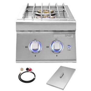 Doppi Bruciatori Laterali a Propano Liquido da 17.000 BTU per Cucina Esterna, Accessori BBQ Convertibili a Gas Naturale in Acciaio Inossidabile 304 - Product Image 1